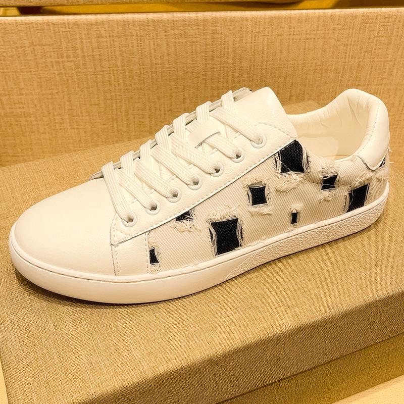 Men s Summer Breathable Leather & Canvas Casual Shoes - Trendy Classic White 42