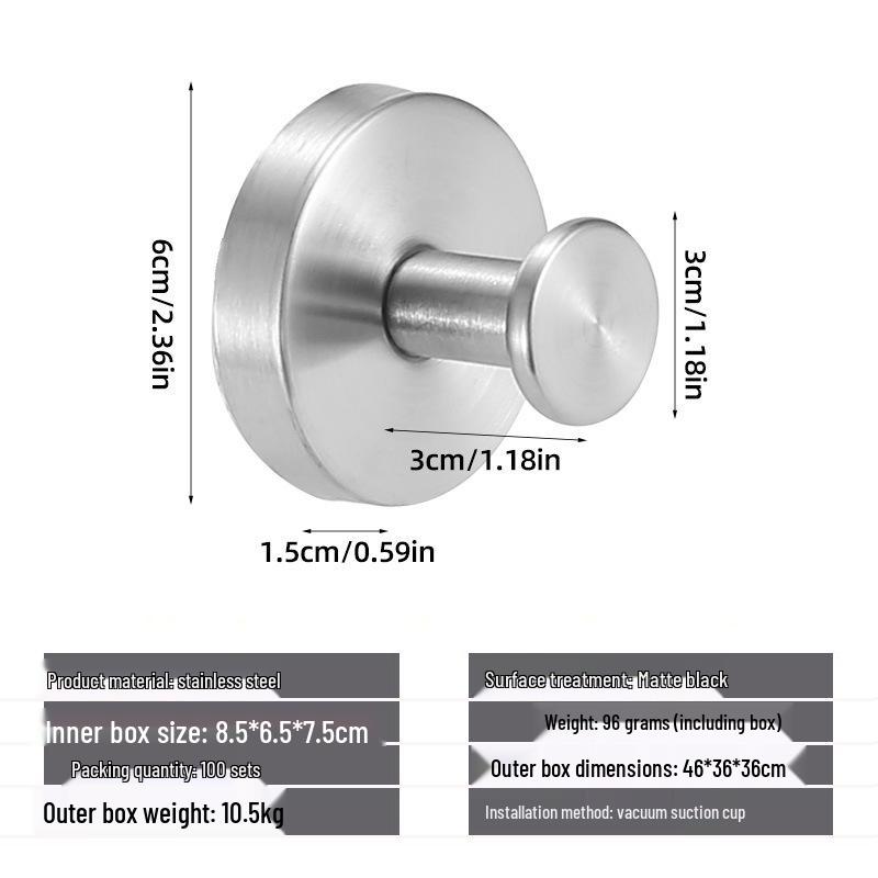 Stainless Steel No-Drill Suction Cup Hook for Kitchen & Bathroom