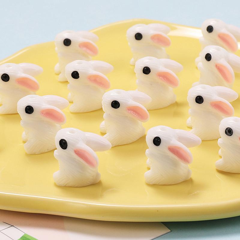 Abstract Bunny White Ceramic Cartoon Beads Handmade Material Jewelry Accessories