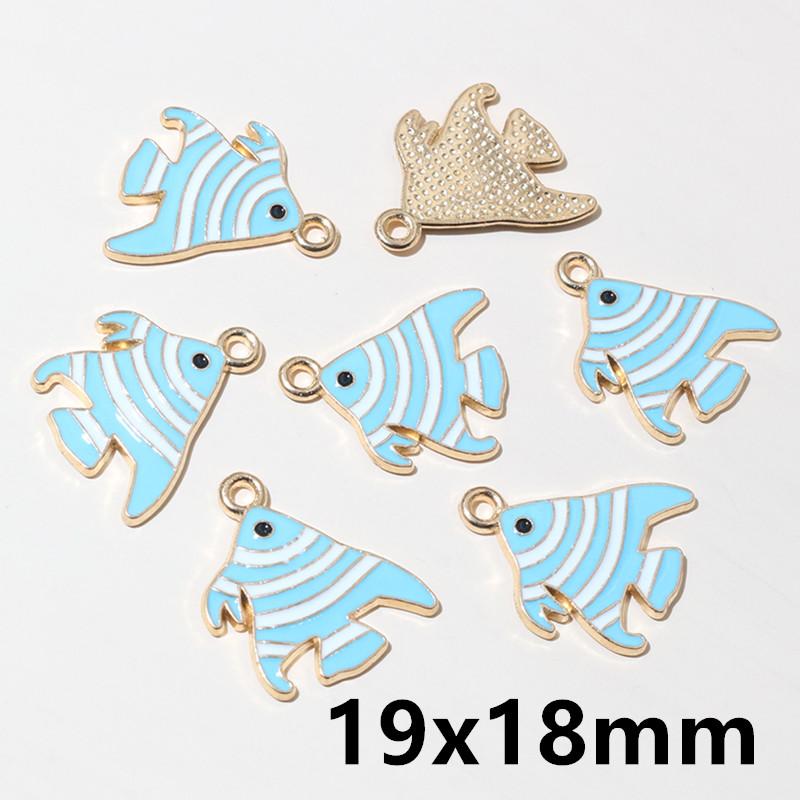 20pcs Enamel Fish Charms Pendant for Earrings Necklace Bracelet Findings Alloy Metal DIY Jewelry Making Accessories