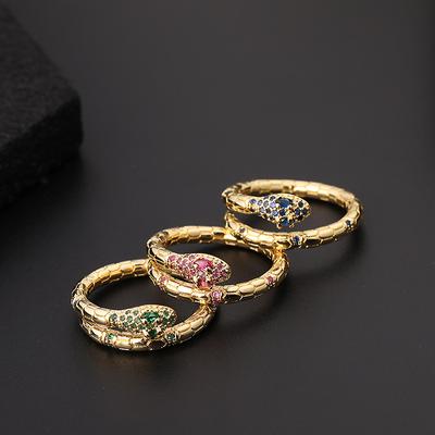 Women's Cool Style Snake Shaped Open Ring, Trendy Personality Colorful Adjustable Ring, Internet Famous Jewelry Gift
