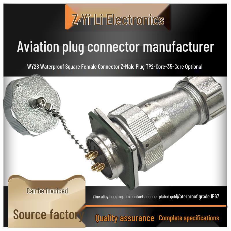 

Metal Corrugated Pipe Aviation Plug Socket, 26-Pin Core Connector Type WY28 JK23457910 Square Female Plug WY28K7Z