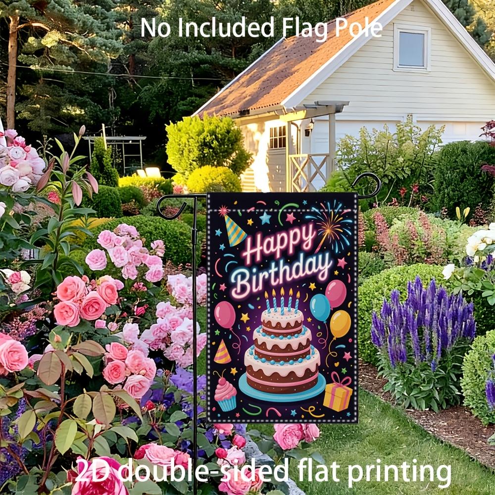 1pc Happy Birthday Cake Garden Flag - Double-Sided, 30.48x45.72 cm, Outdoor Courtyard Decor