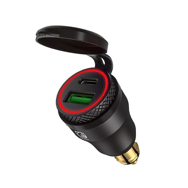 Waterproof Motorbike 12V 24V QC3.0 USB Type C PD Fast Charger Power Adapter Hella DIN Plug Socket for BMW Ducati Motorcy