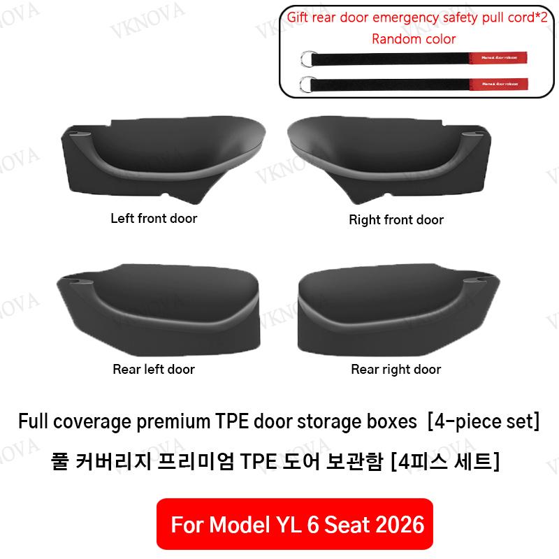 For New Tesla Model YL 2026 Door Side Storage Box Full-Cover Front And Rear Interior Storage Box Car Trunk  Trash Can Cup Holder