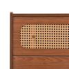 Chest of drawers with 6 drawers, rattan sideboard highboard for bedroom & all living areas, walnut - H90/W120/D40 cm