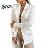 Cardigan Suit Jacket Women Coat Lapel Long Sleeve Solid Color Versatile Open Front Slim Fit Business Outerwear