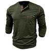 Men's Clothing Button down Shirts Long Sleeves Pullovers Knitted T-shirts In Matching Color Buttons Round Neck Tops with Chest Pockets Stylish Casual