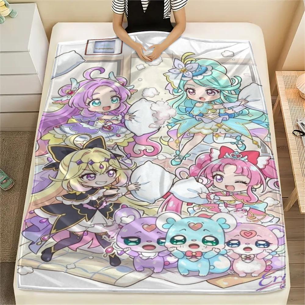 1PC Pretty Cure Print Flannel Blanket, High quality Comfortable for All Seasons, Home Decor, Warmth and Comfort, Perfect for Christmas Gifts