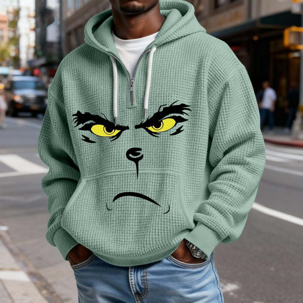 Mokaloha Men's Casual Solid Color  Zipper Long Sleeve Hooded Sweatshirt, Everyday Zipper Casual Long Sleeve T-Shirt