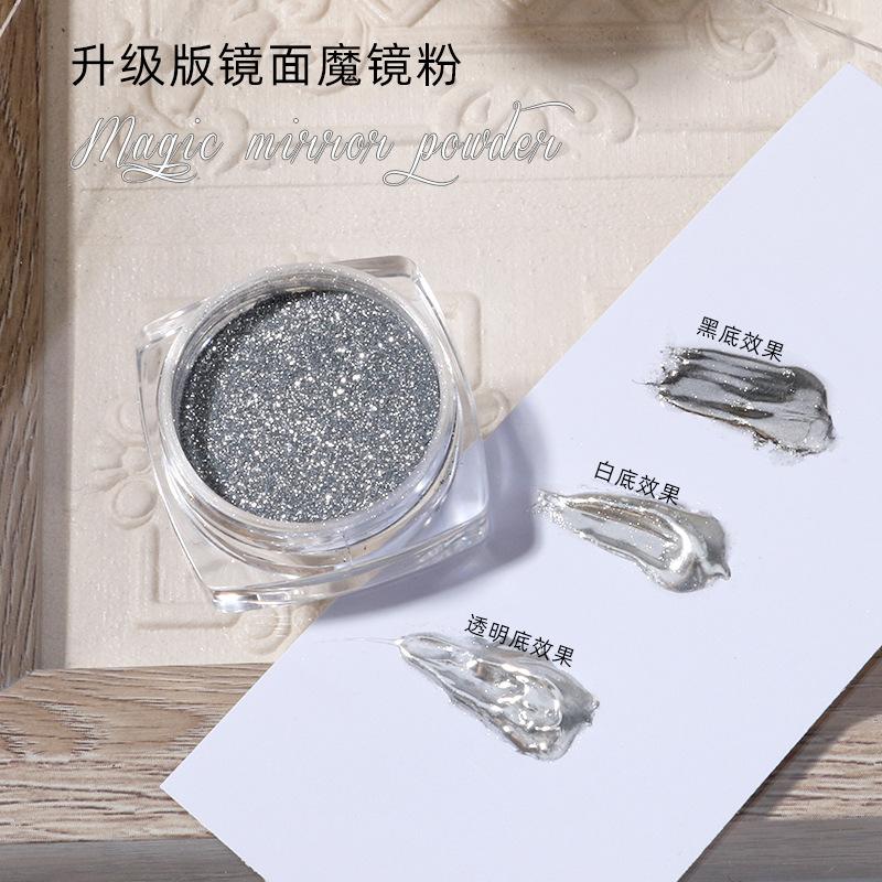 1/2pcs GoldMagic Mirror Chrome Nail Powder Holographic Laser Silvery Golden Nail Glitter Pigment, Shinny  Modeling Powder 0.5g