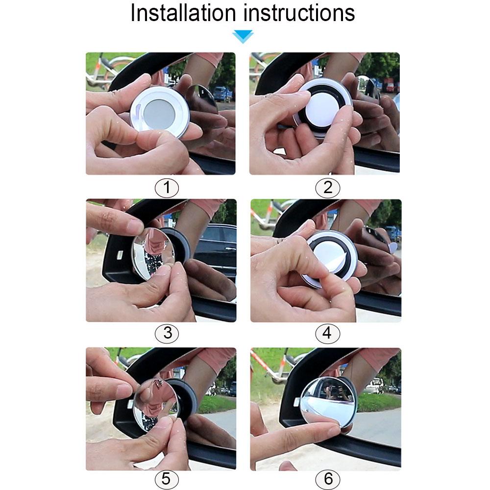 Car Blind Spot Rear View Mirror Wide Angle 360 Degree Adjustable Small Round Mirror Car Reverse Auxiliary Rearview Convex Mirror