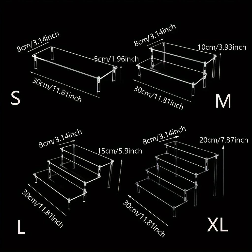 1-4 Tier Acrylic Display Stand Clear Display Riser Rack for Cupcake Perfume Doll Décor Organizer Amiibo Funko POP Figures DC05