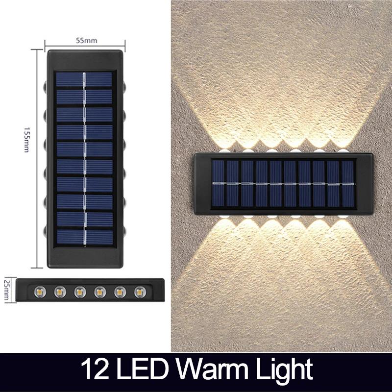 LED Solar Lights Wall Lamp Waterproof Outdoor UP and Down Lighting Solar Powered Lamps Garden Fence Yard Decoration Sunlight