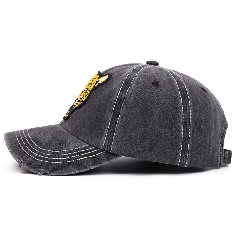 Leopard Head Graphic Baseball Cap Unisex Washed Polyester Vintage Outdoor Sports Adjustable Hat