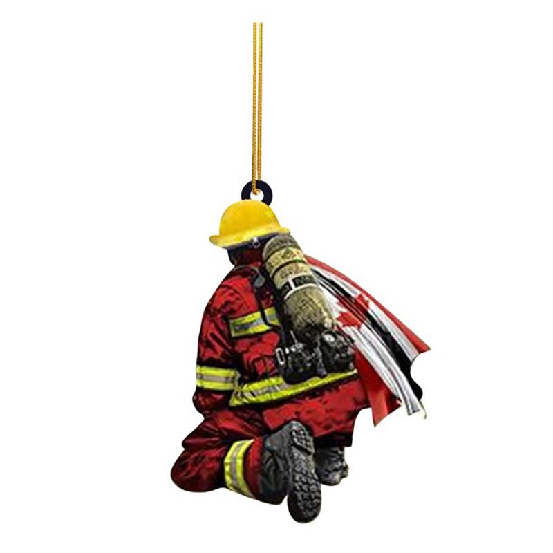 2D Christmas Firefighter Pendant Christmas Pendant Dwarf Car Pendant Statue Craft Party Accessories Decoration new year 2025