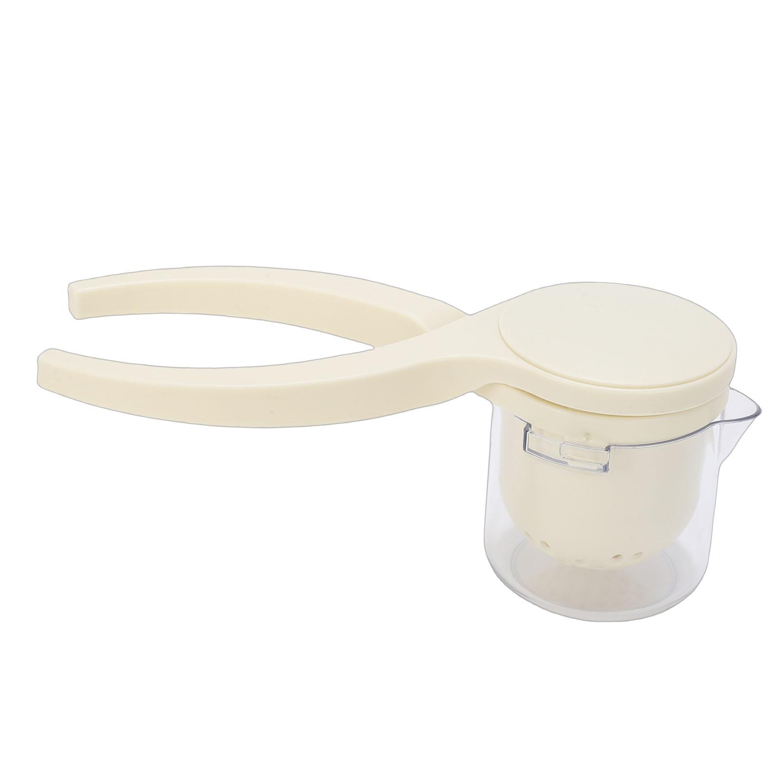 

Lemon Squeezer Action Hand Press Manual r with Container for Lime Citrus Orange Fruits Beige