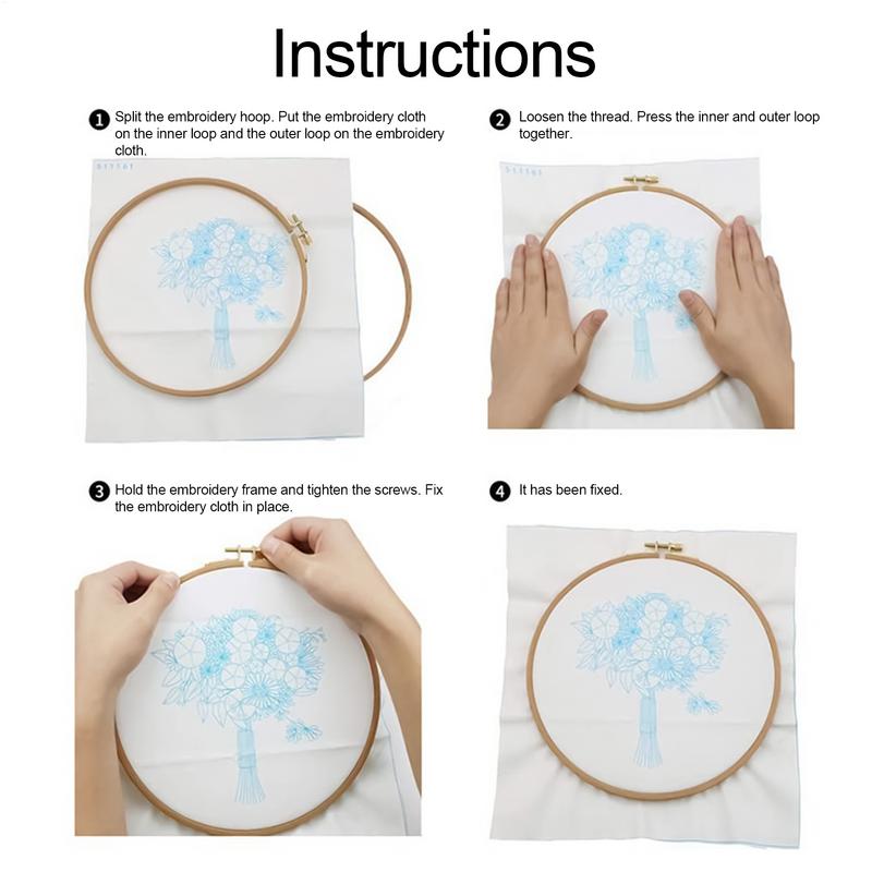 Embroidery Hoop Embroidery Frame Ring Set of 4 Wood Adjustable Sewing Hoops Frames for Art Craft and Wall Decoration