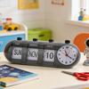 Perpetual Desk Calendar with Clock Vintage Manual Flip Calendar Digital Alarm Clock