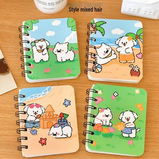 Cute Cartoon Dog Side-Flip Mini Notebook: Portable Pocket Diary for Students & Office