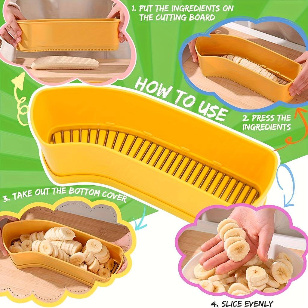 1pc Multifunctional Fruit Slicer Cup Banana Slicer, Cucumber, Strawberry Slicer, Ham Egg Slicers, Kitchen Portable Slicing Tool