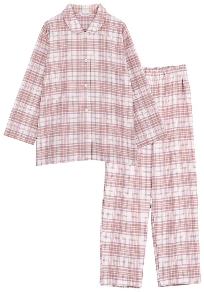 Kaitak Family Flannel Shirt Made In Japan by Japanese Long Check L Women's Pajamas, Craftsmen, Sleeve, 100% Cotton, Pattern, Spring, Autumn, Winter,