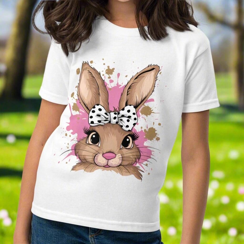 Easter Bunny Coquette Kid T-shirt, Rabbit Bow Tee, Retro Bunny Shirt 4XL