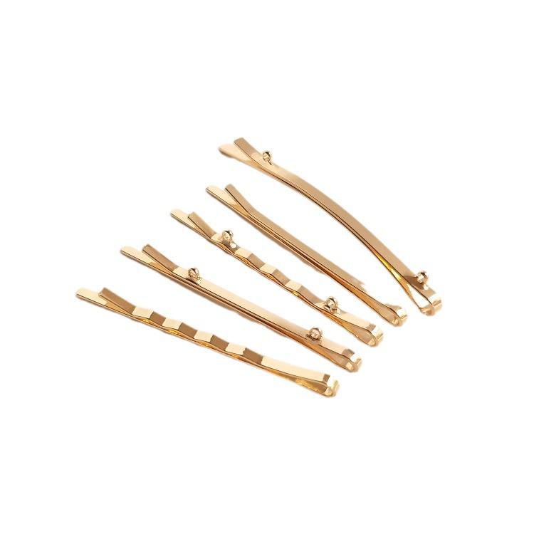 14K Gold-Plated Color-Retaining Wavy Hair Clip with Double Hanging Rings