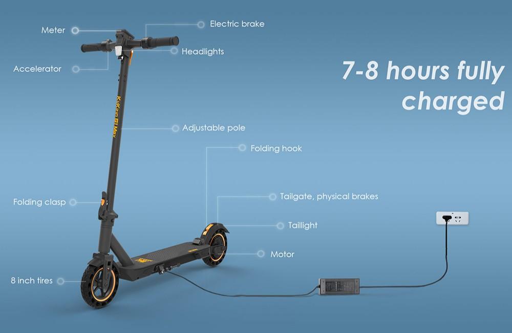 KuKirin S1 Max Foldable Electric Scooter, 350W Motor, 36V 10.4Ah Battery, 8 inch Tires, 30km/h Max Speed, 39km Range
