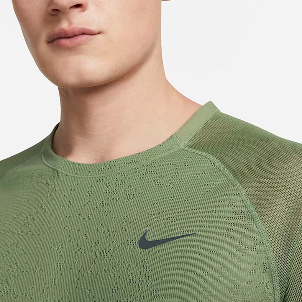 Nike Dri-Fit Adv Reflective Stripe Lightweight Running Short-Sleeve Crew Neck T-Shirt Men Tops Oil-Green DX0854-386