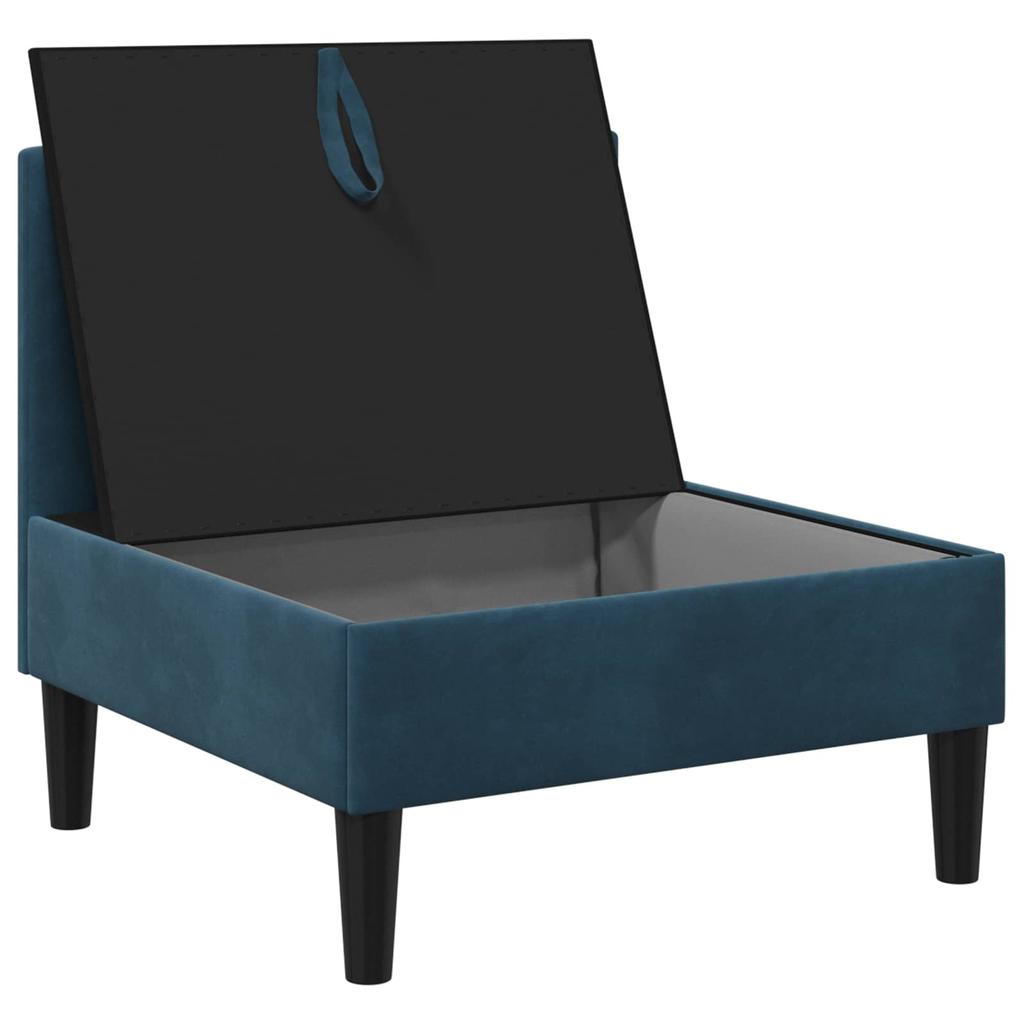 Mid Section Sofa with Storage Space Blue Velvet