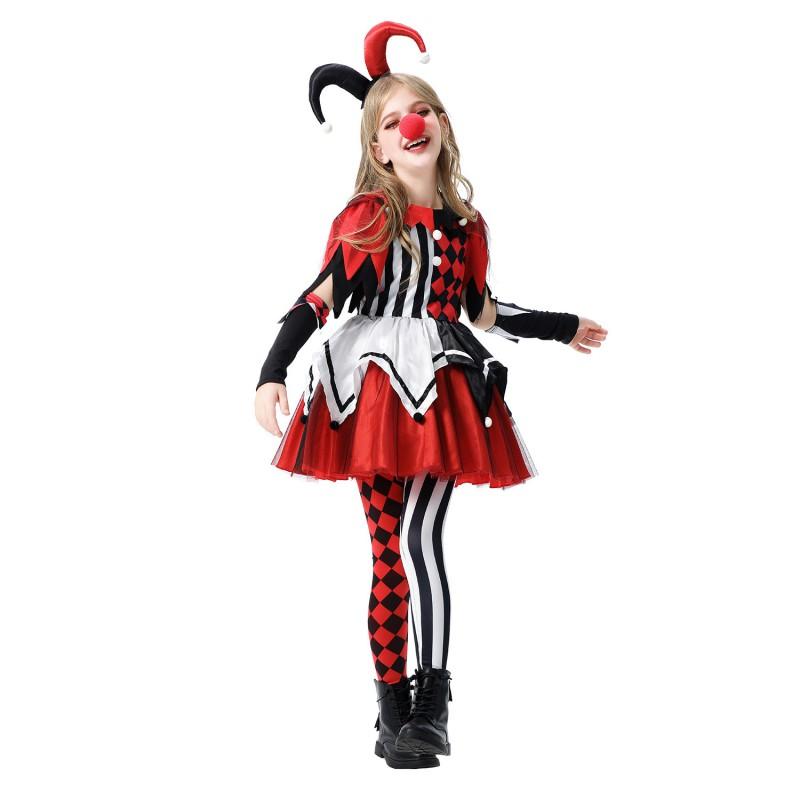 2026 Halloween Kids Girls Pennywise Cosplay Dress Clown Costume Party Performance