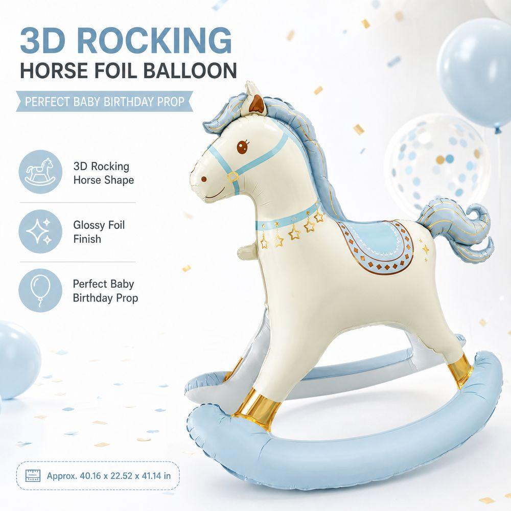 Schaukelpferd Schaukelpferd Ballon Koreanischer Stil Folienpferd Ballon 3D Pferd Ballon Baby Geburtstag