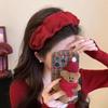 2024 Red Knitted Pleated High Crown Woolen Headband for Women – Holiday Collection