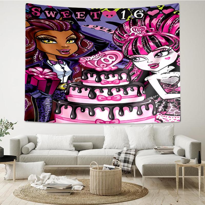 Monster-High Party Tapestry Hanging for Bedroom,Livingroom, Playroom,Decor Art Room Wall Tapestry Holiday and Birthday Gifts