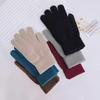 Unisex Solid Color Knitted Fingerless Gloves: Warm Fleece-Lined Wool for Autumn/Winter