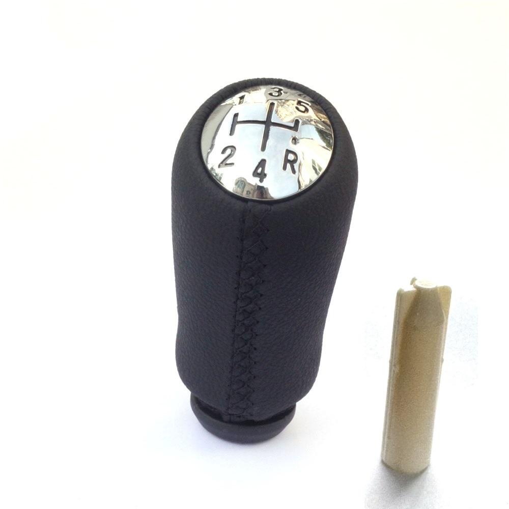 Leather Chrome Car Styling Gear Shift Knob Lever Shifter Pen For Renault Clio 3 Megane 2 Scenic Kangoo 2005 2006 2007 2008 2009