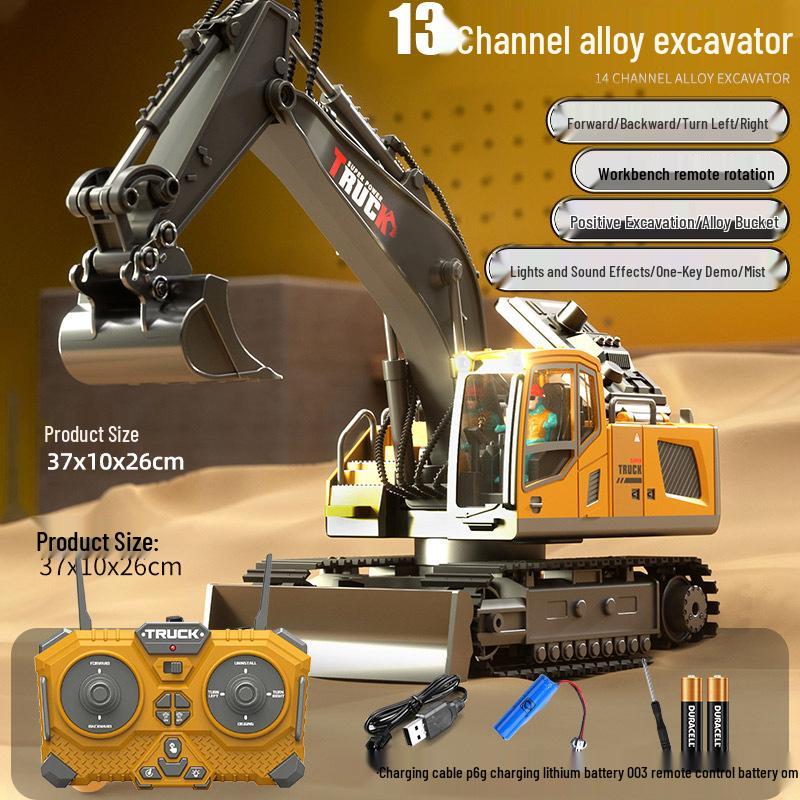 New Remote Control Alloy Excavator Toy for Kids Ages 3-8 - Engineering Vehicle Simulation