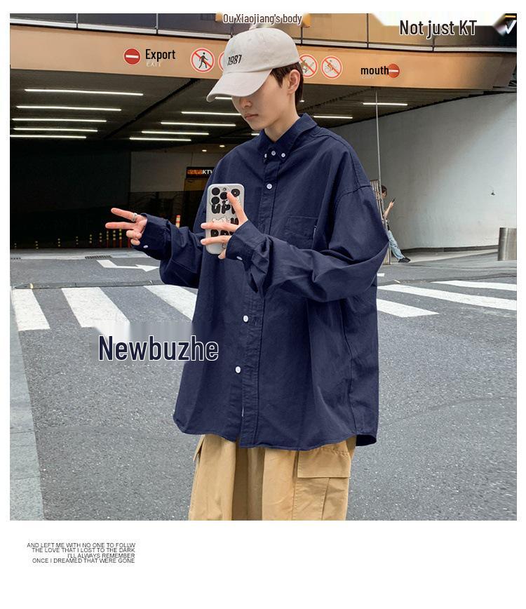 Japanese CityBoy Solid Color Layered Lapel Long-Sleeve Summer Men's Shirt Jacket