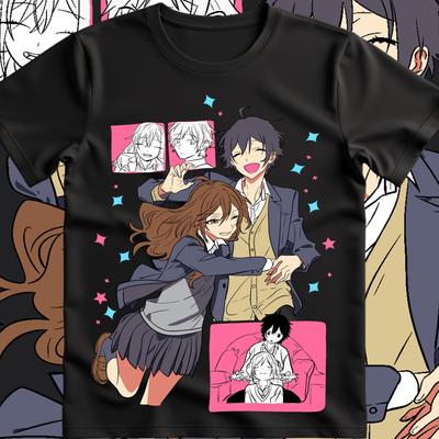Linda Camiseta de Regalo Japonesa Horimiya para Hombres Mujeres Verano Algodón Holgada Moda Manga Corta De Chica de Música Ligera Camiseta