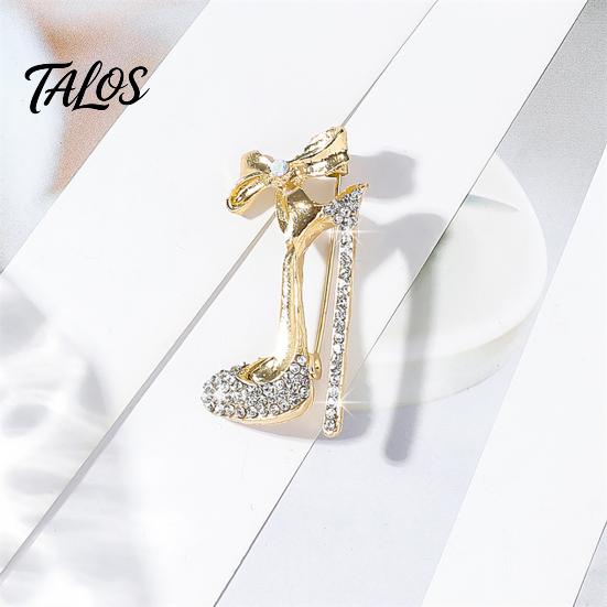 Brooch Pin, High Heels Bow Shape Lapel Pin with Sparkling Rhinestones, Women Badge for Suits Coats Bags Accessories