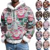 Men's Christmas Printed Lined Hoodie | Faux Trim Party Sweatshirt With Pocket | Plus Size Loose Fit Holiday Pullover