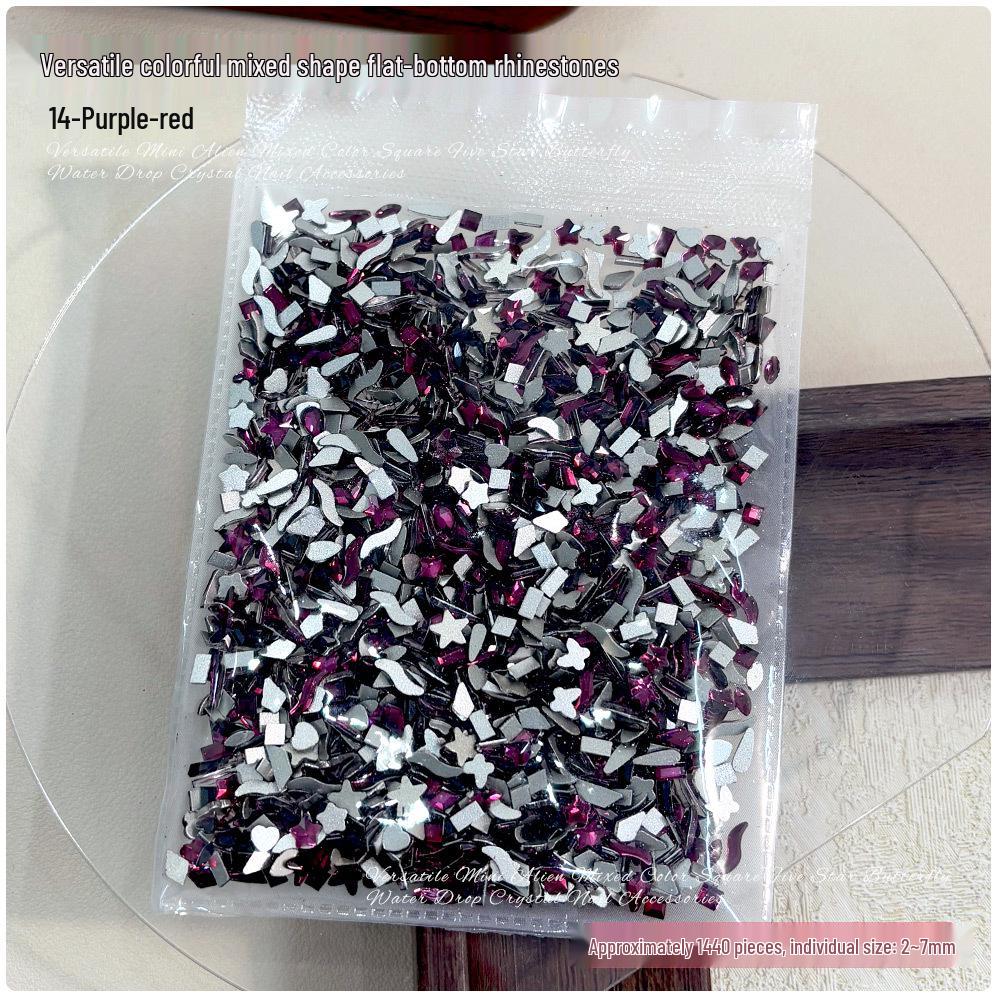 1440 Mini Flat-Back Rhinestones for Nail Art, Mixed Styles, Super Shiny Champagne Color, DIY Accessories