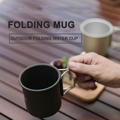 Mountainhiker 300ml Picnic Water Cup Lightweight Camping Cups Aluminum Foldable Handle Outdoor Portable for Home Kitchen