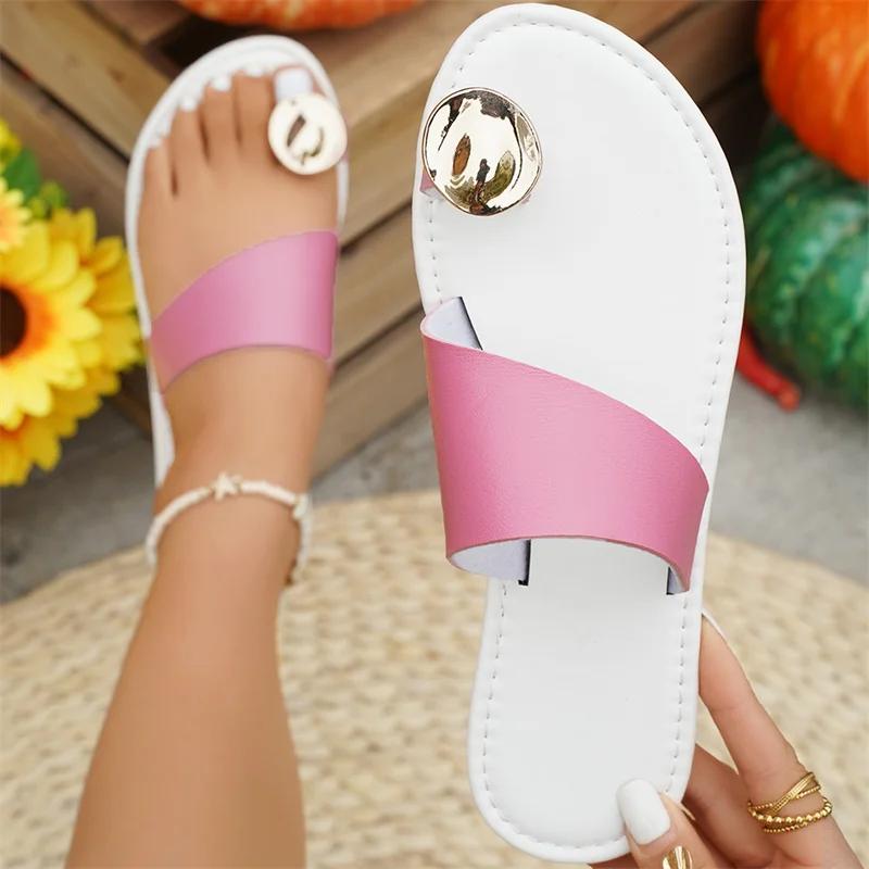 Fashion 2025 New Women Slippers Casual Beach Fashion Flip Flop Walking Shoes Summer Flat Sandals Clip Toe Roman Slippers Slides Women