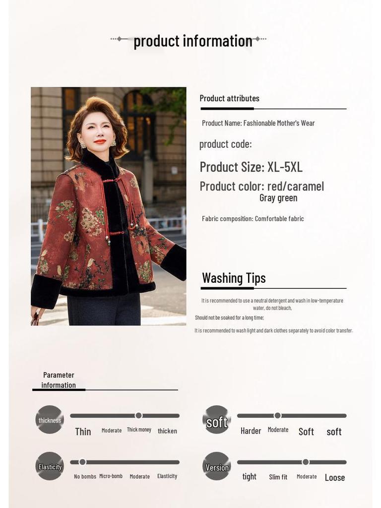 2025 New Chinese-Style Double-Sided Thick Coat for Middle-Aged & Elderly Women