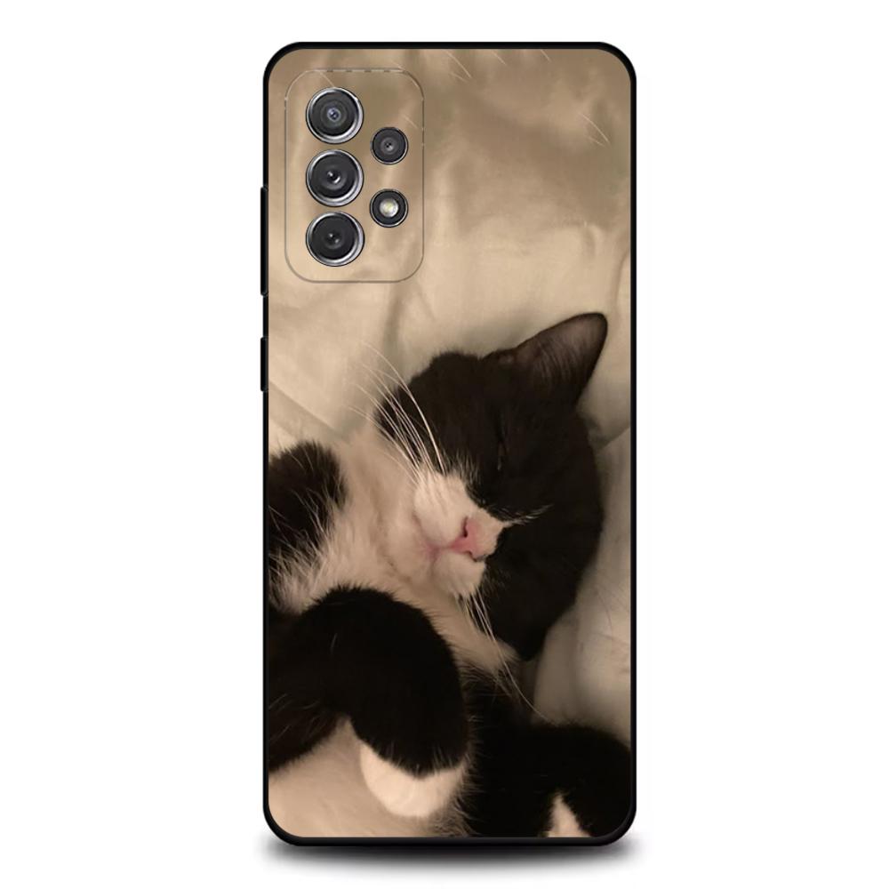 1 Stück Süße Schwarz-Weiß-Katze Handyhülle Für Samsung S25,S24,S21,S22,S23,S30,Ultra,S20,Plus,Fe,Lite,Note,10,9,5G Schwarze Hülle