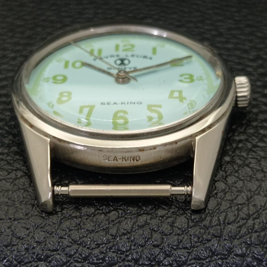 VINTAGE FAVRE LEUBA 253 HAND-WINDING SWISS MENS SEA GREEN DIAL WATCH a436414-2 R129-a436414