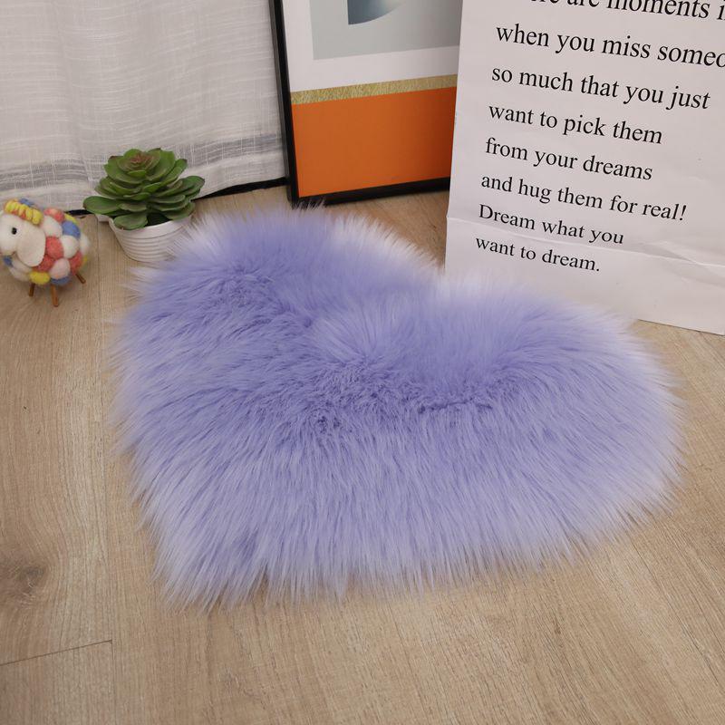 Large Red Heart-Shaped Faux Wool Plush Carpet Floor Mat