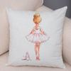 Cute Watercolor Ballerina Cushion Cover Pink Tutu Design Soft Throw Pillow Home Sofa Bedroom Decor Gift for Girls xcm